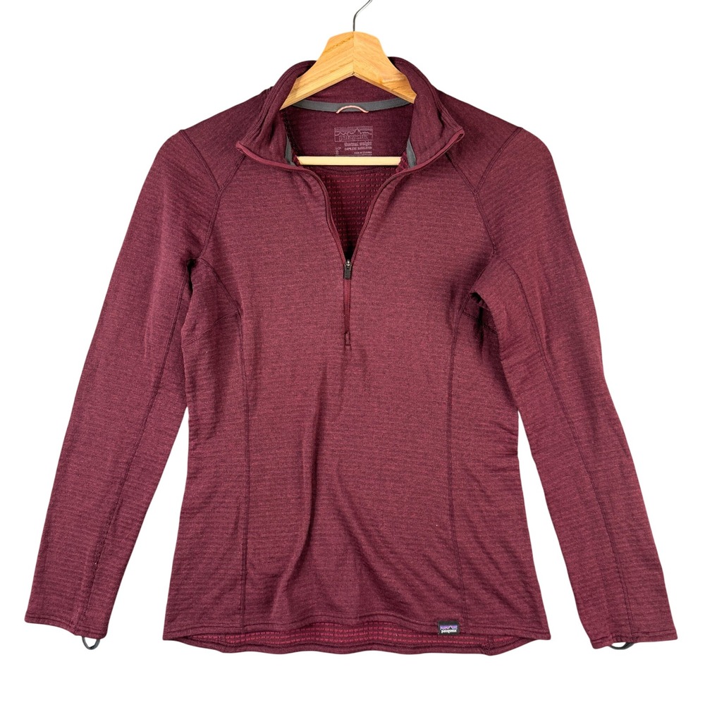 Patagonia Capilene Thermal Weight Zip-Neck Base Layer Burgundy Womens Small